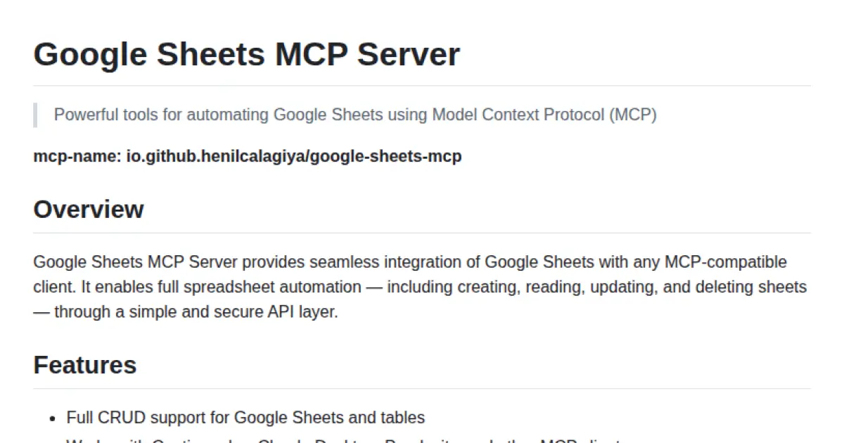 Google Sheets MCP Server