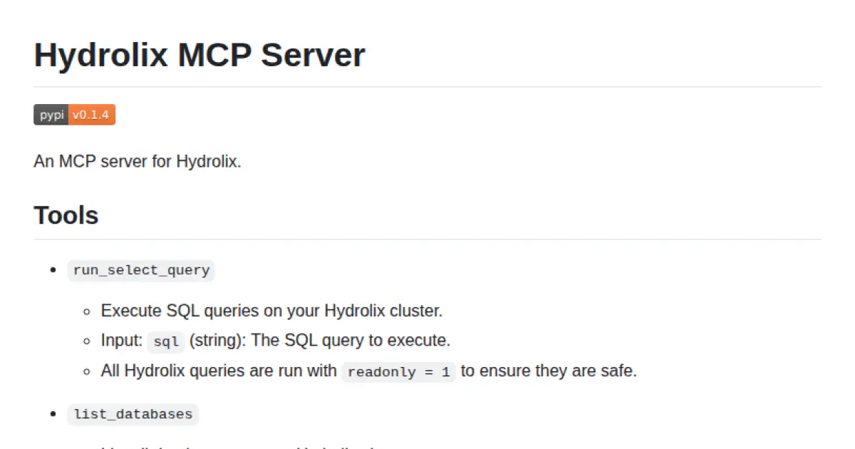Hydrolix MCP Server