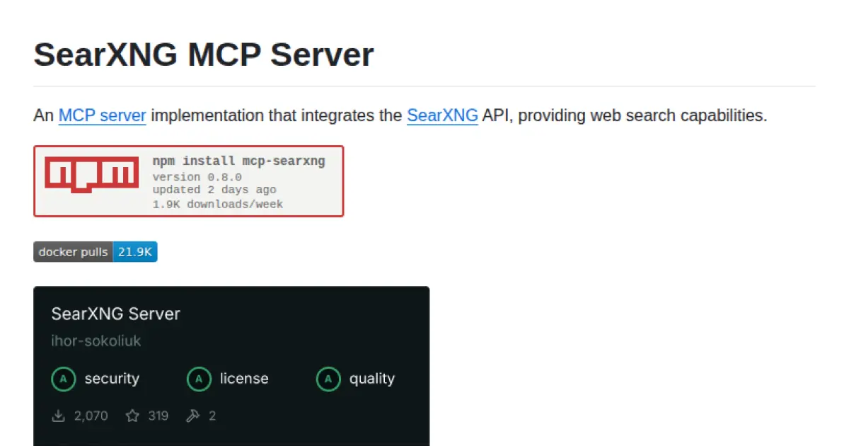 SearXNG MCP Server