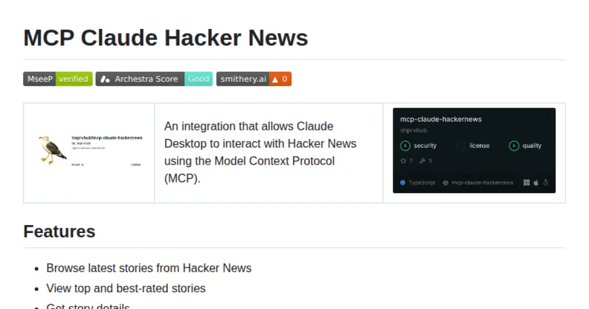 MCP Claude Hacker News