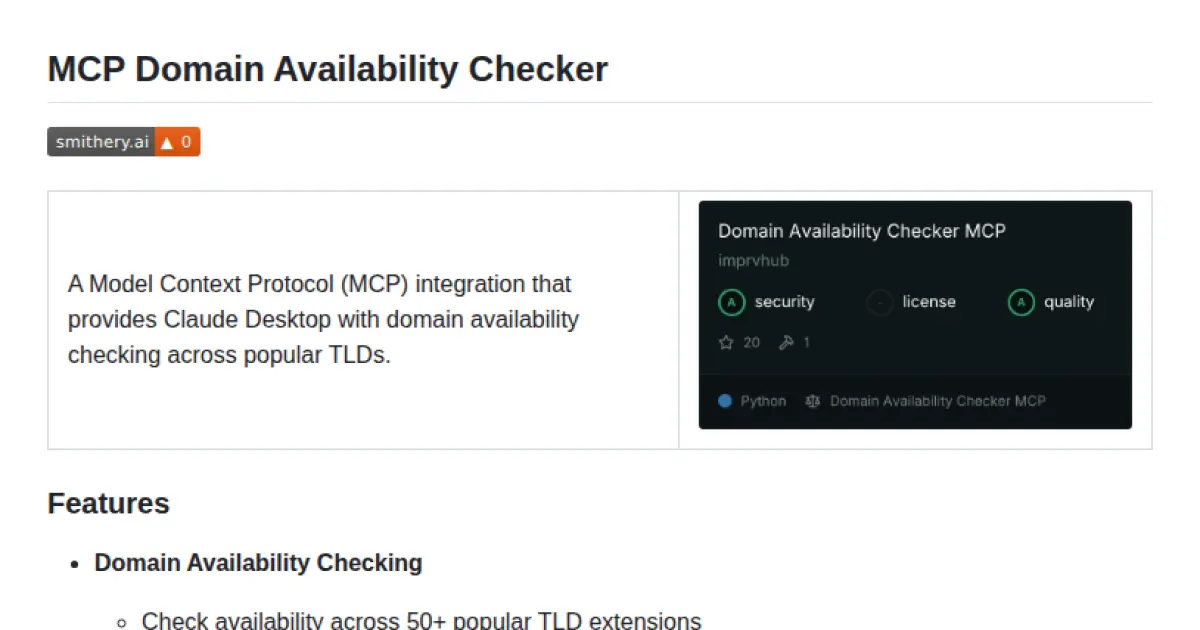 MCP Domain Availability Checker