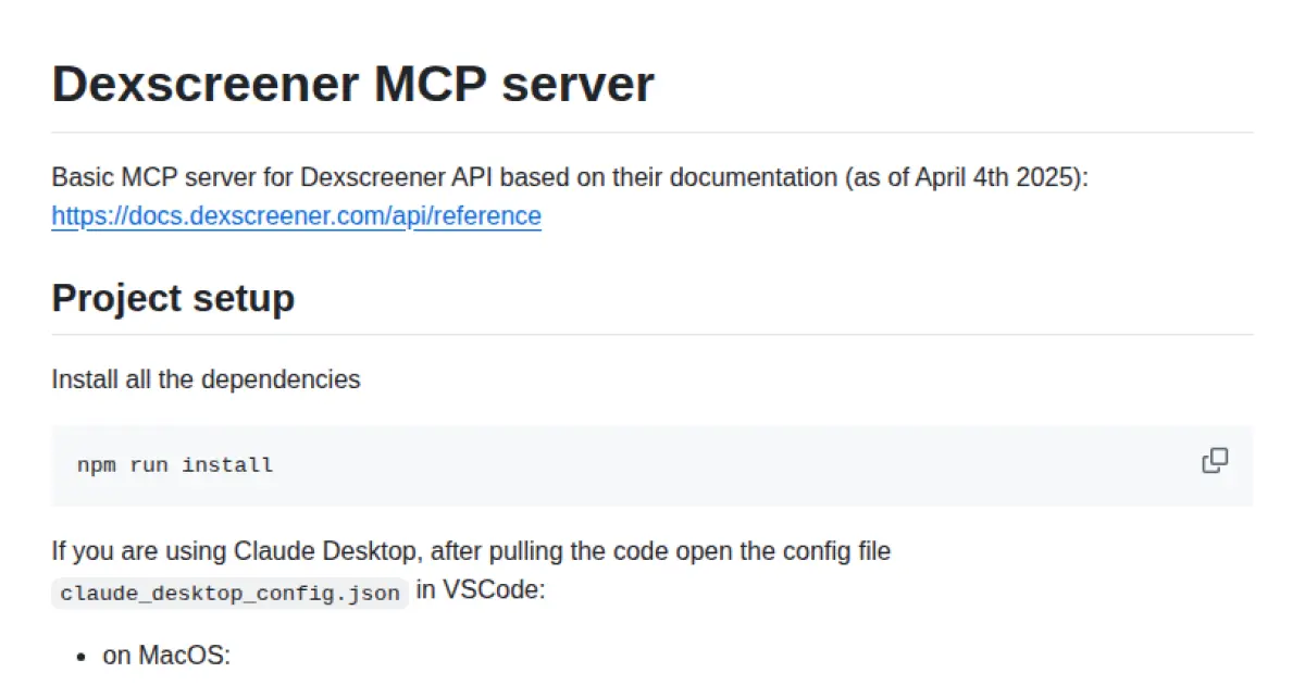 Dexscreener MCP server
