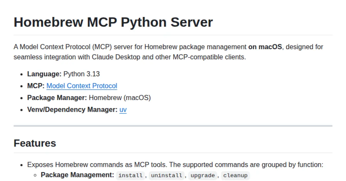 Homebrew MCP Python Server