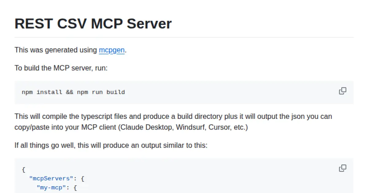 REST CSV MCP Server