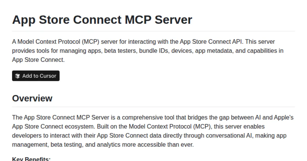 App Store Connect MCP Server