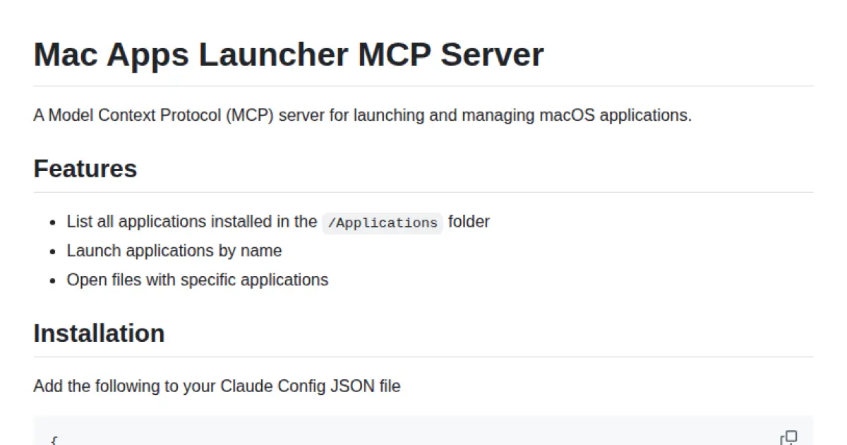 Mac Apps Launcher MCP Server