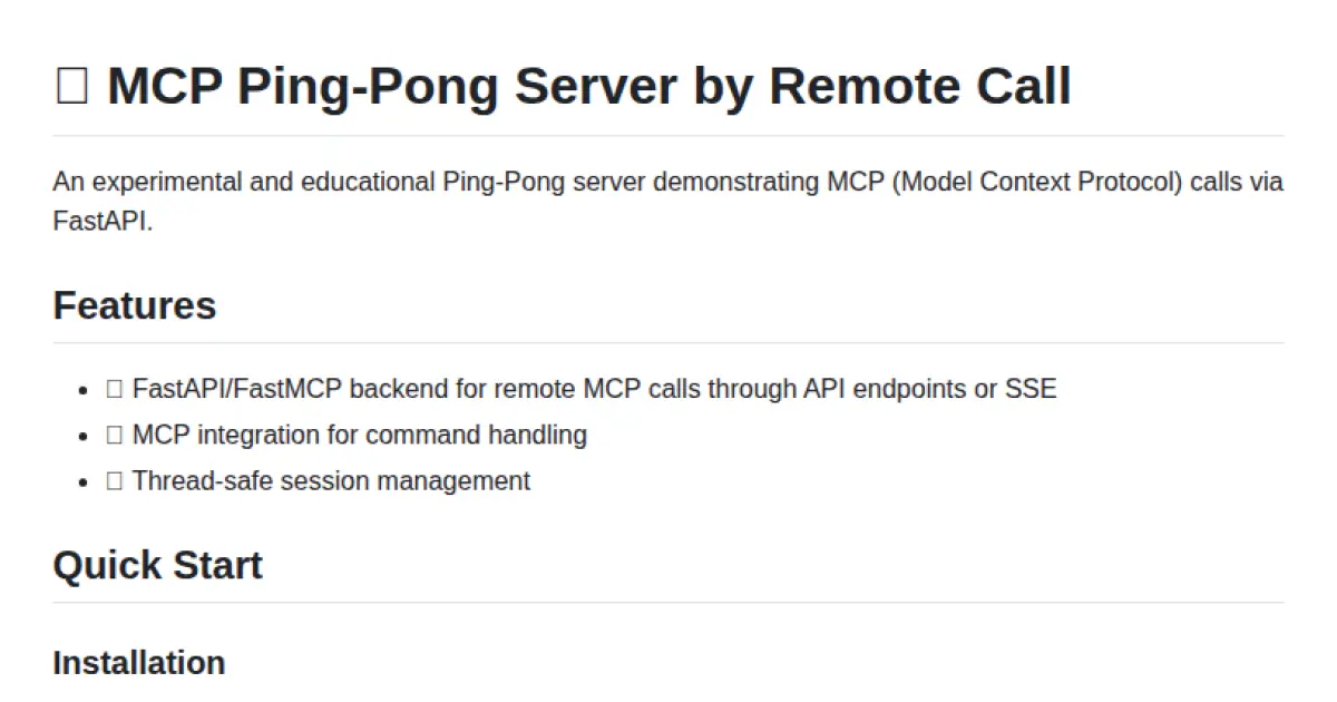 MCP Ping-Pong Server by Remote Call