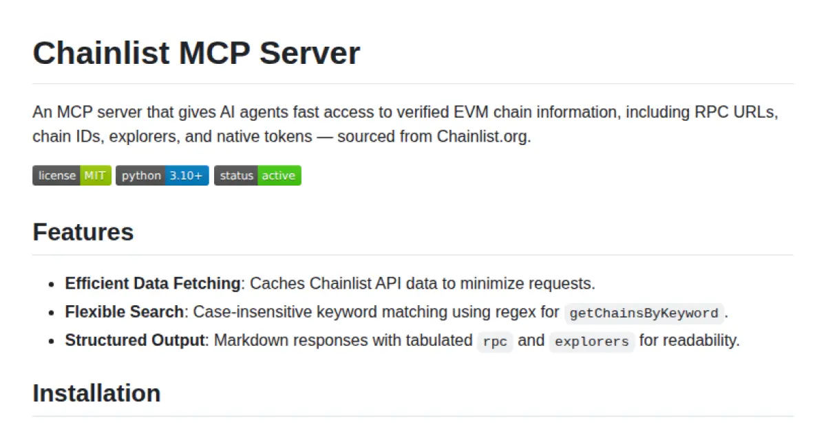 Chainlist MCP Server