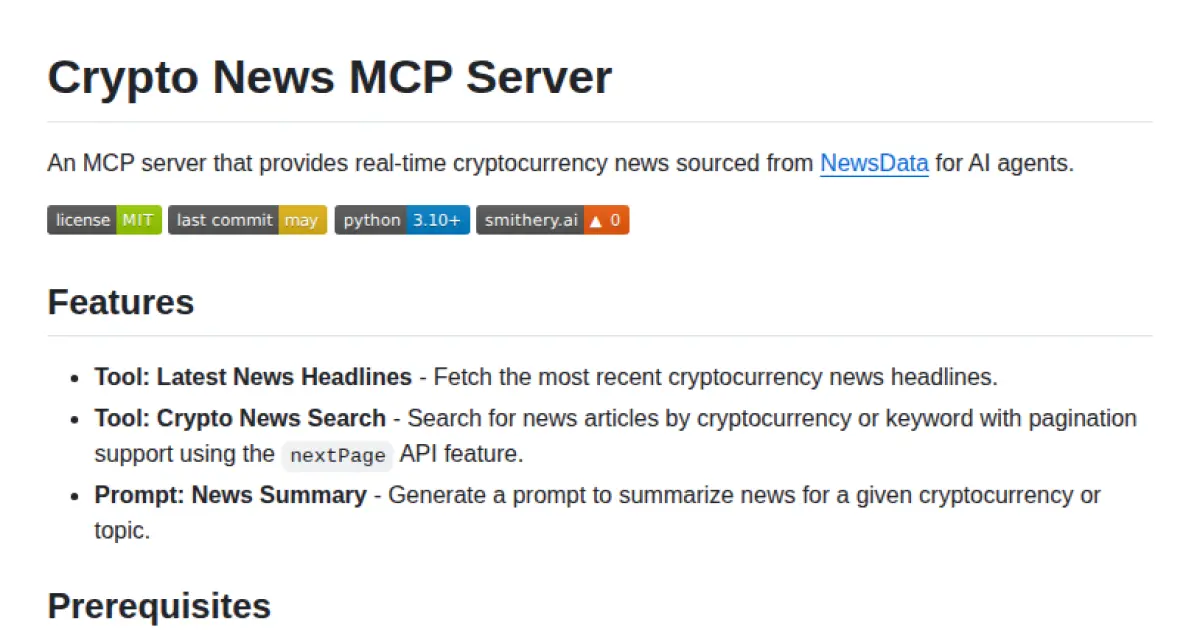 Crypto News MCP Server