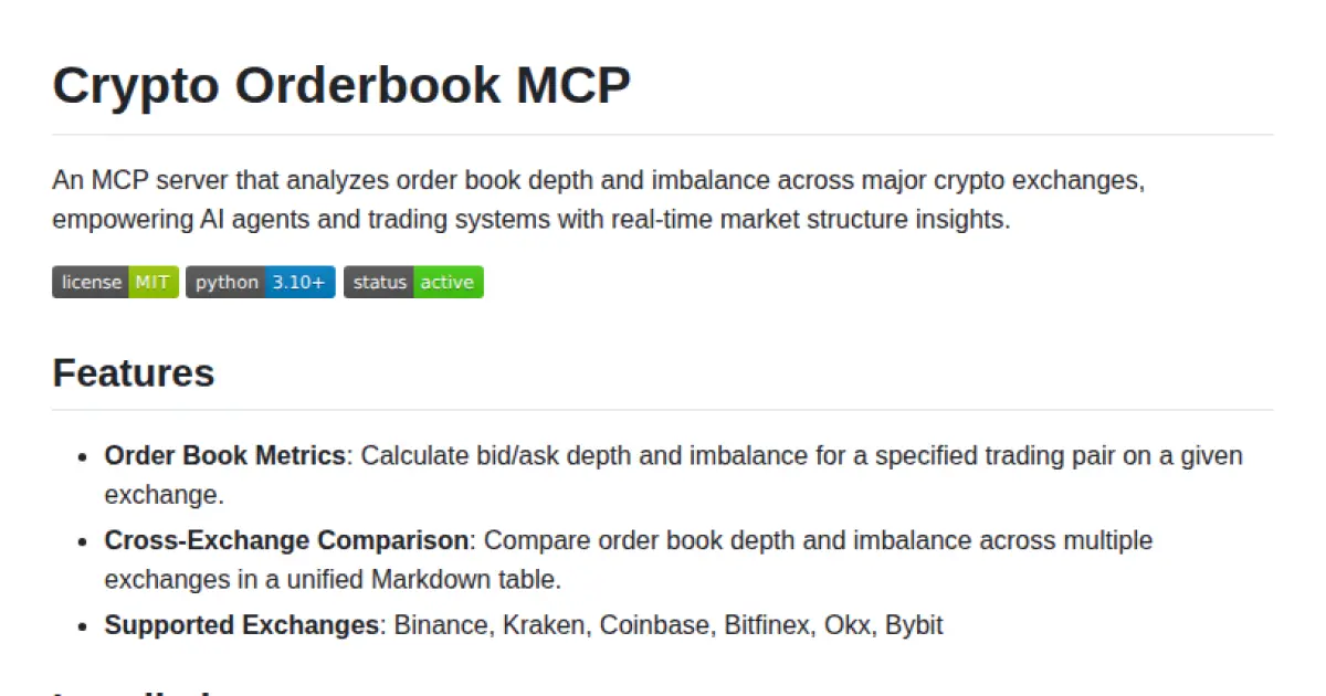 Crypto Orderbook MCP
