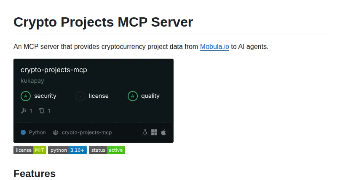 Crypto Projects MCP Server