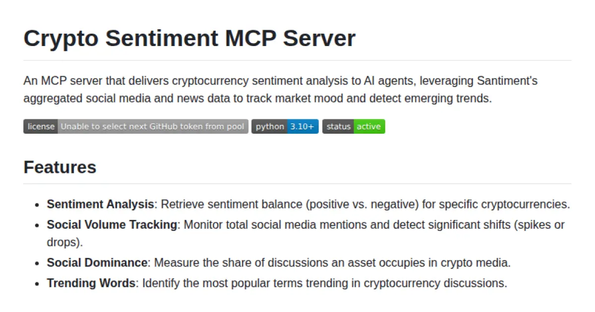 Crypto Sentiment MCP Server