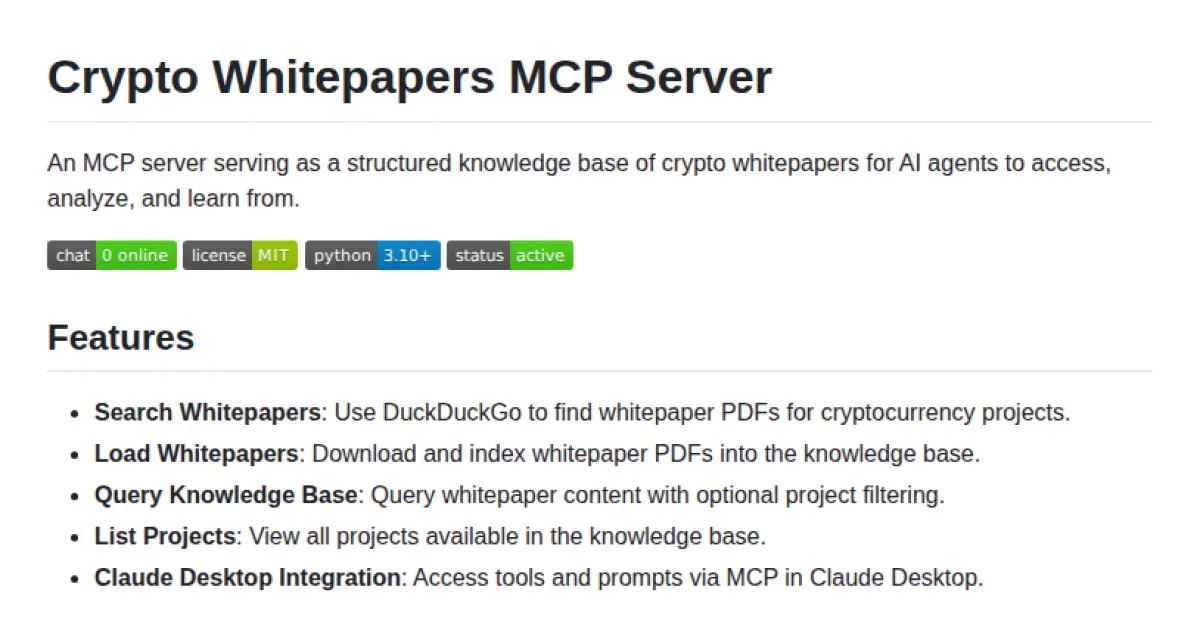 Crypto Whitepapers MCP Server