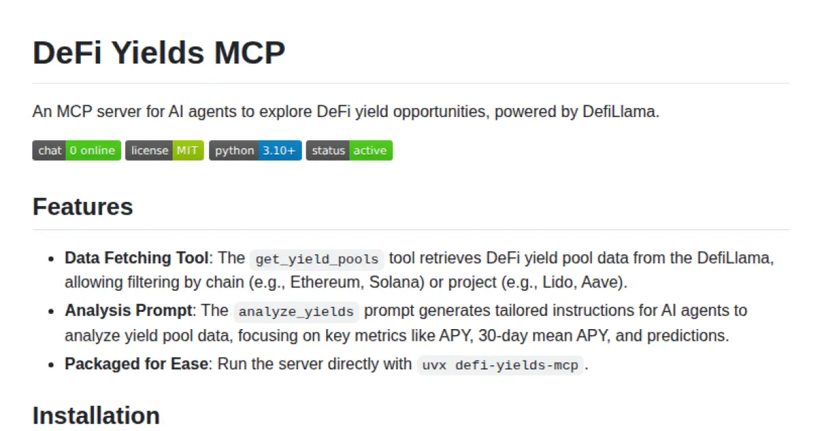 DeFi Yields MCP