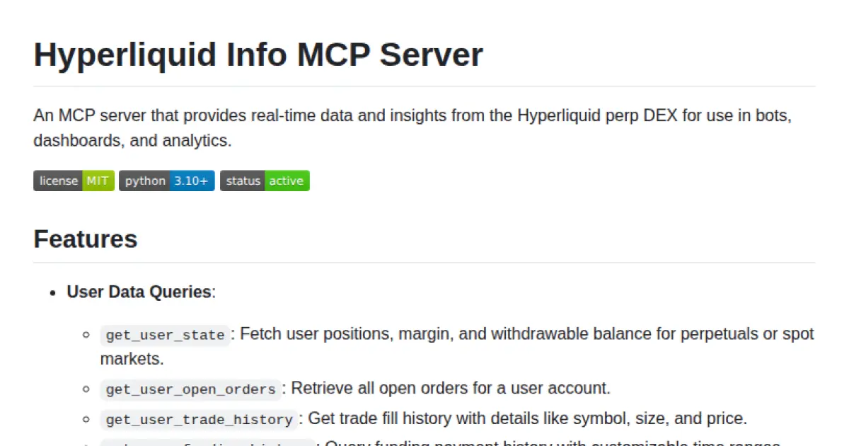 Hyperliquid Info MCP Server