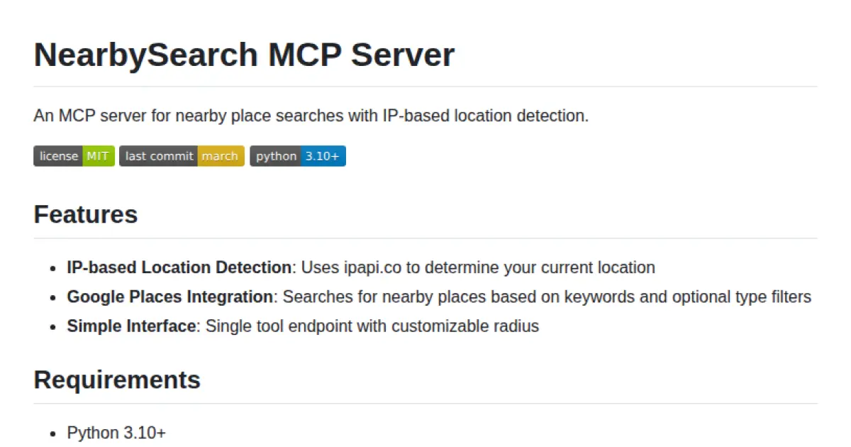 NearbySearch MCP Server