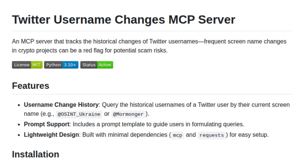 Twitter Username Changes MCP Server