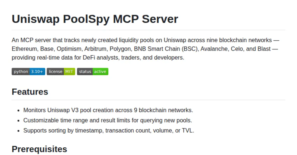 Uniswap PoolSpy MCP Server