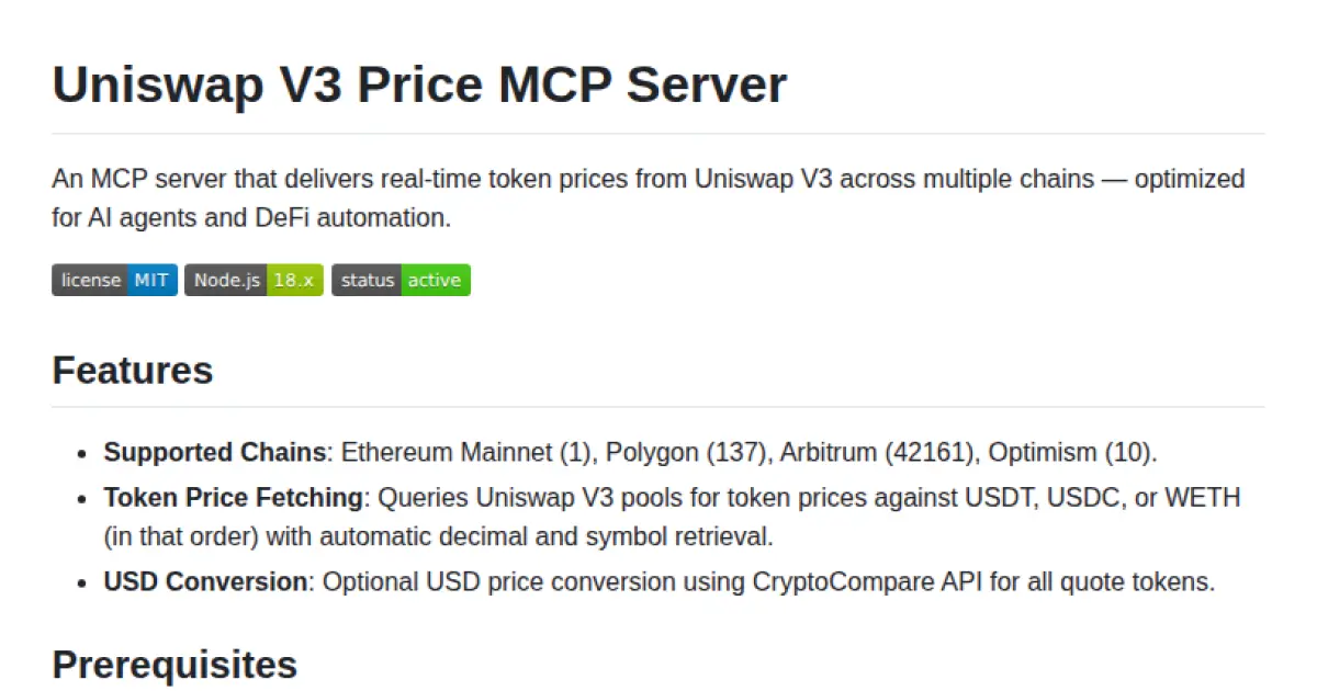 Uniswap V3 Price MCP Server