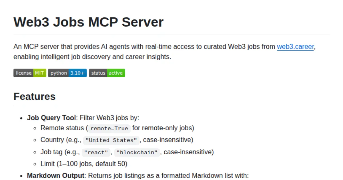 Web3 Jobs MCP Server
