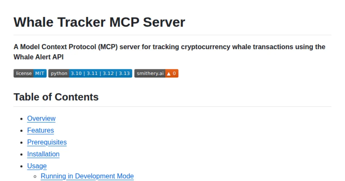 Whale Tracker MCP Server
