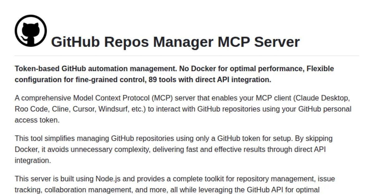 GitHub Repos Manager MCP Server