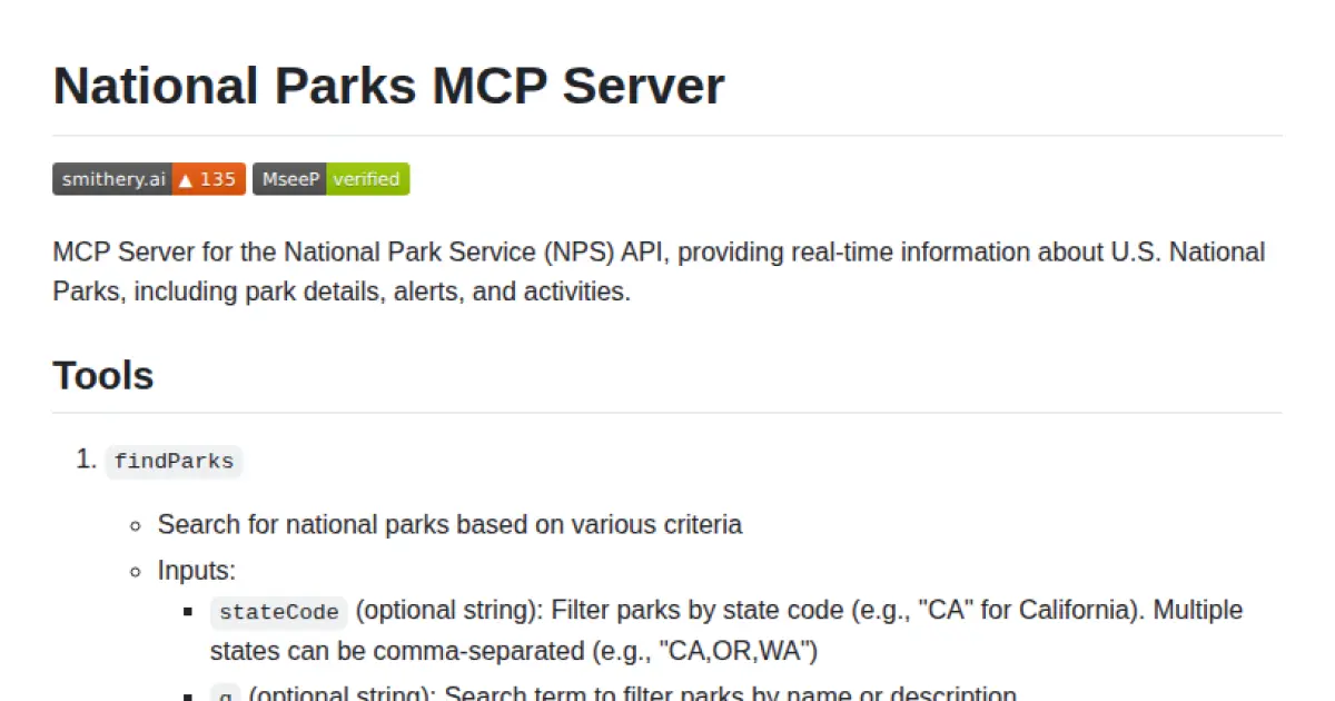 National Parks MCP Server