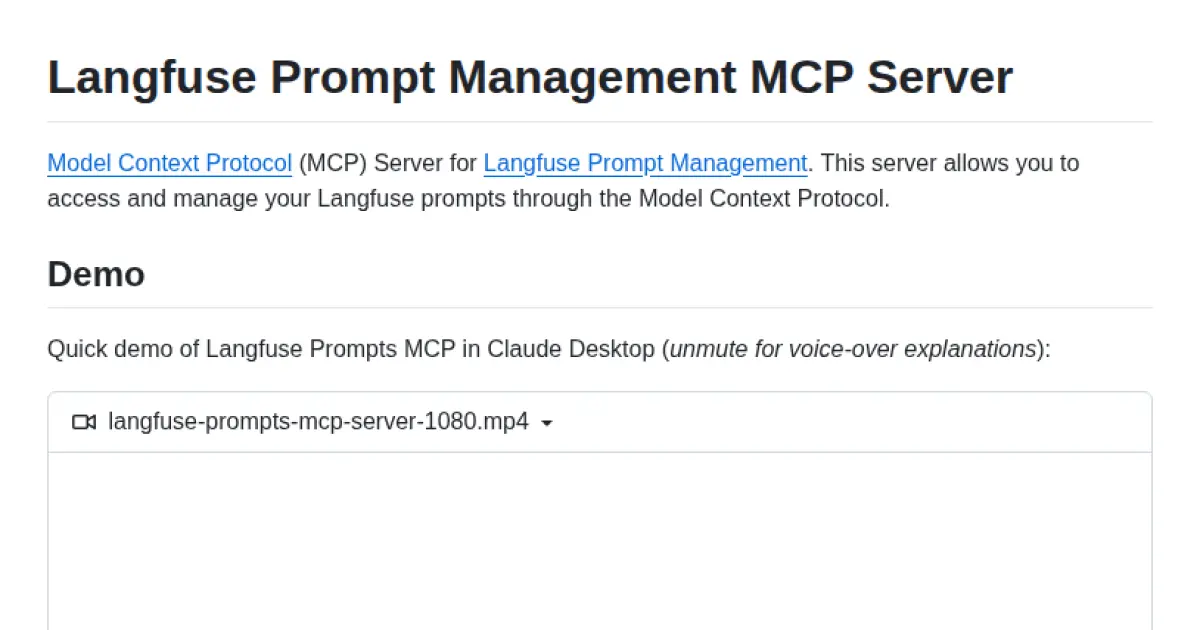 Langfuse Prompt Management MCP Server