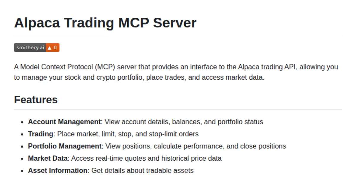 Alpaca Trading MCP Server