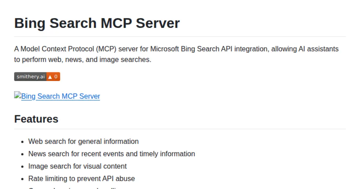 Bing Search MCP Server