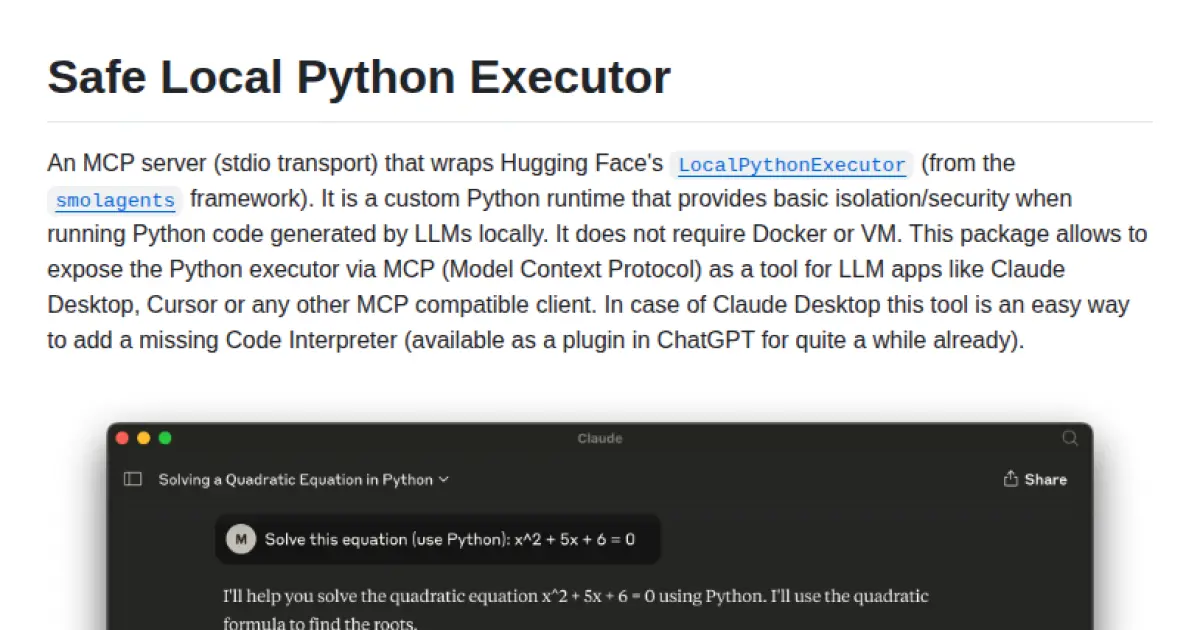 Safe Local Python Executor
