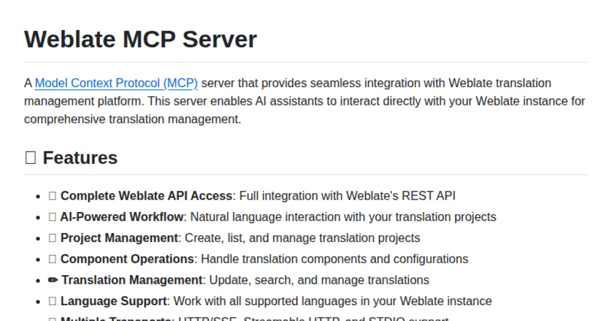 Weblate MCP Server