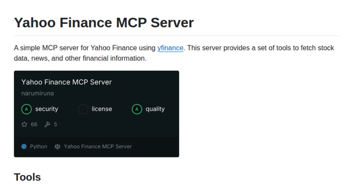 Yahoo Finance MCP Server