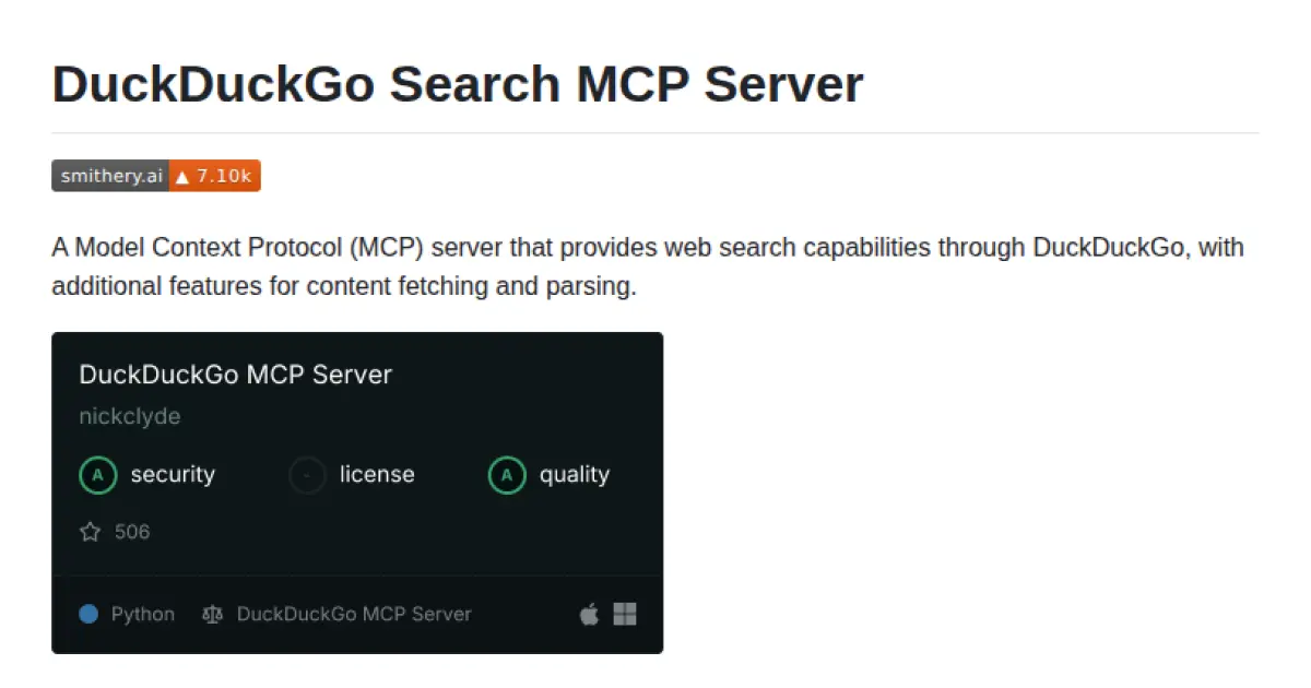 DuckDuckGo Search MCP Server