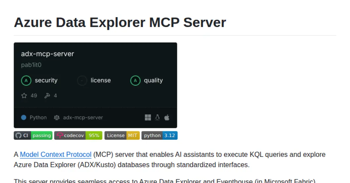 Azure Data Explorer MCP Server