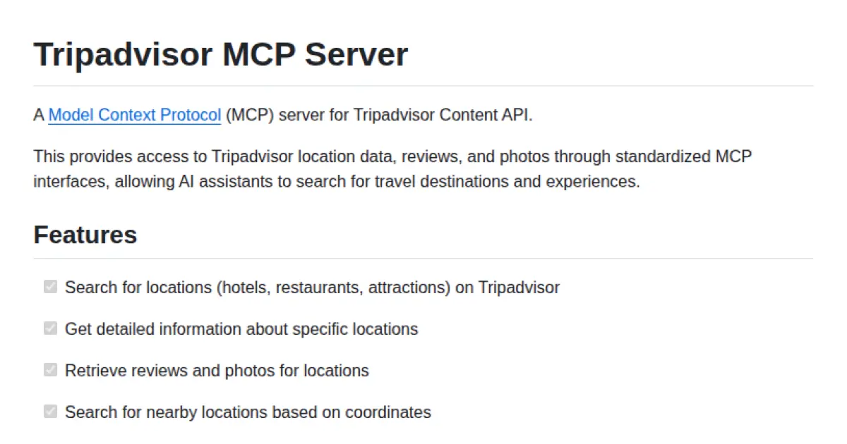 Tripadvisor MCP Server
