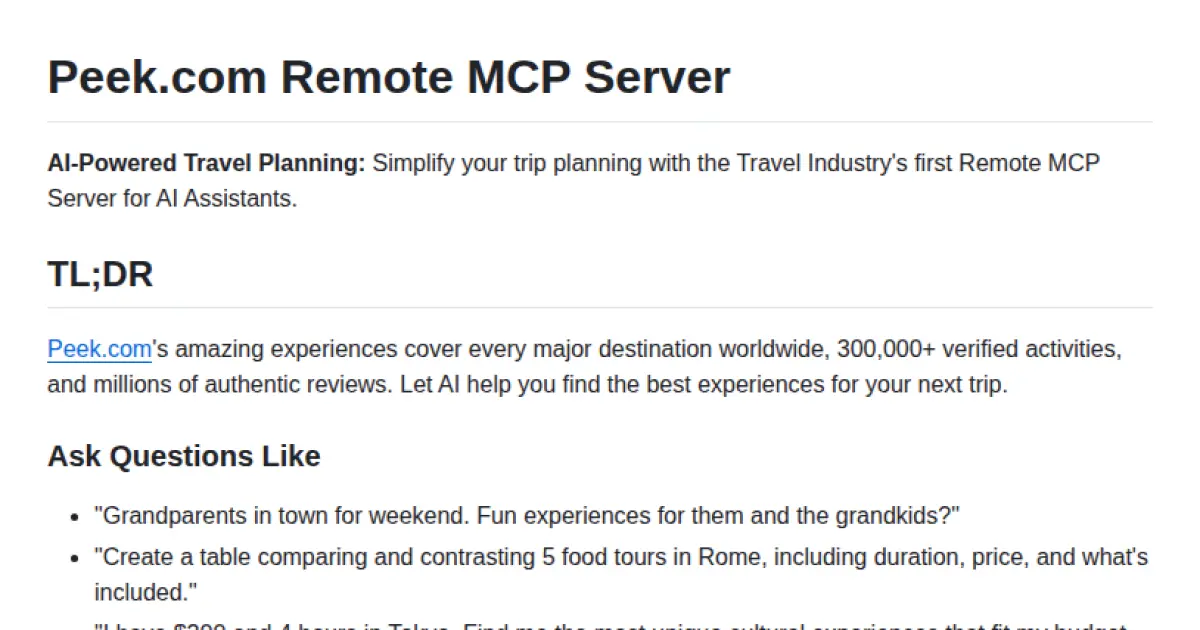 Peek.com Remote MCP Server