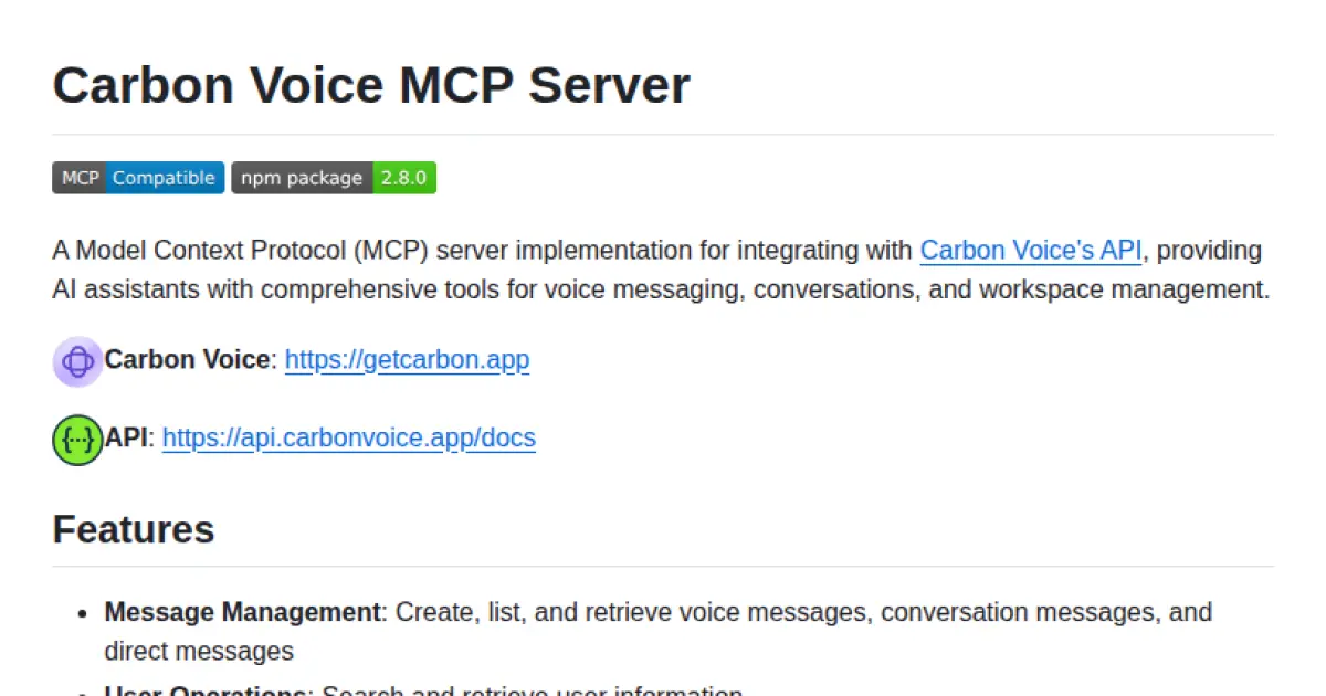 Carbon Voice MCP Server