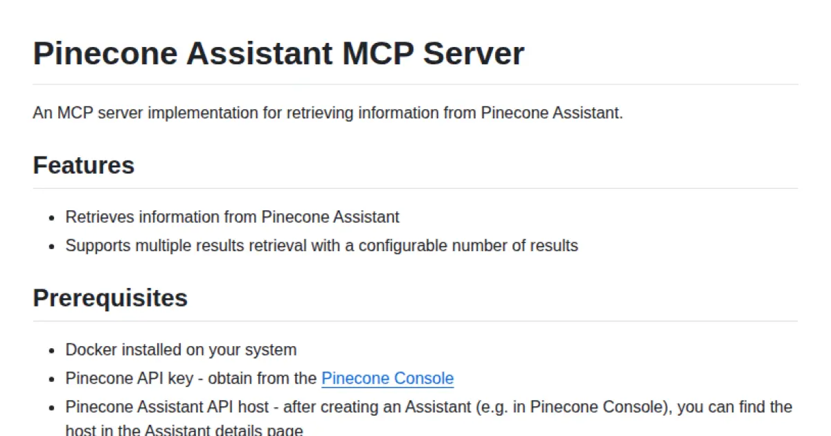 Pinecone Assistant MCP Server