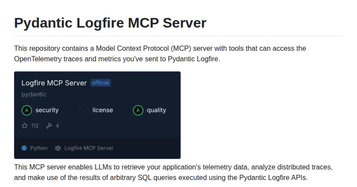 Pydantic Logfire MCP Server