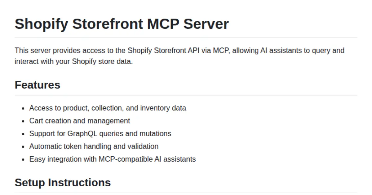 Shopify Storefront MCP Server