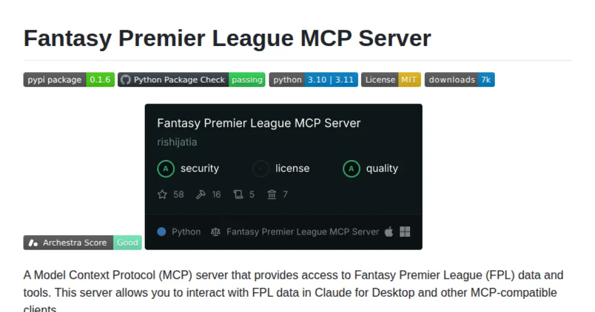 Fantasy Premier League MCP Server