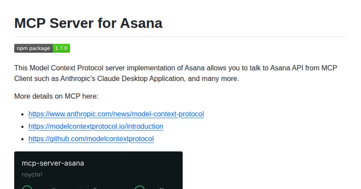 MCP Server for Asana