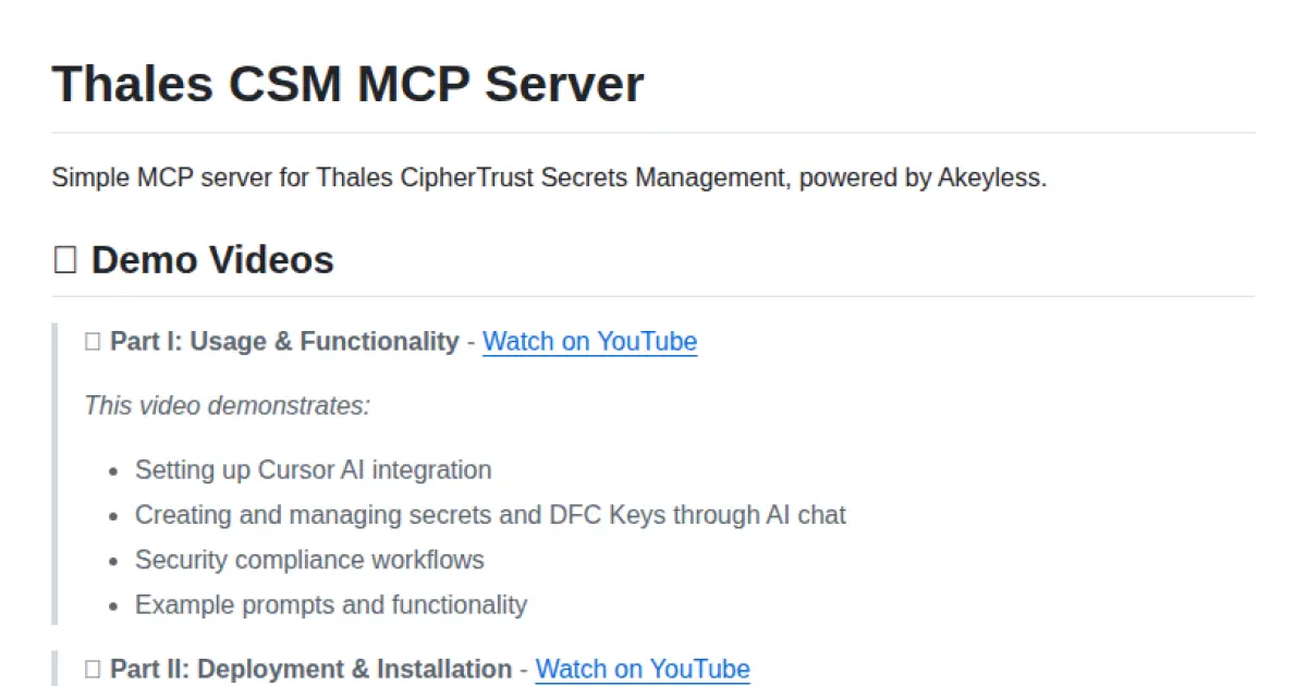 Thales CSM MCP Server