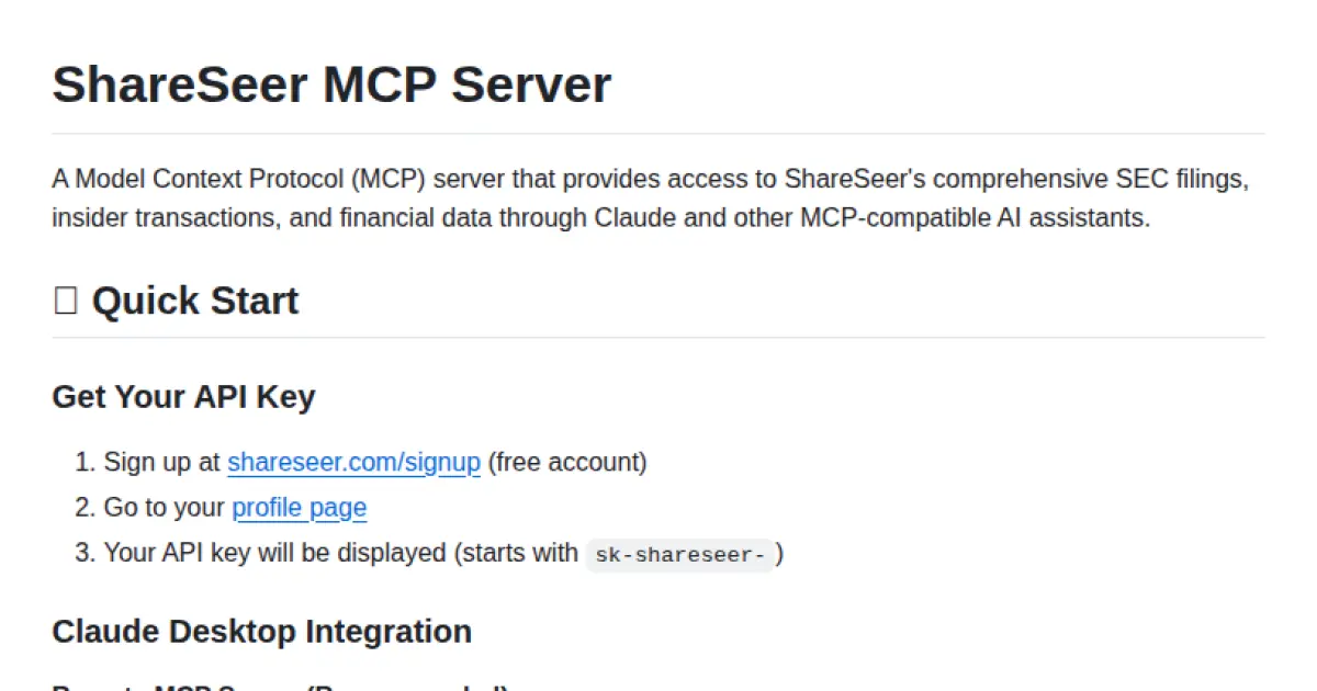 ShareSeer MCP Server