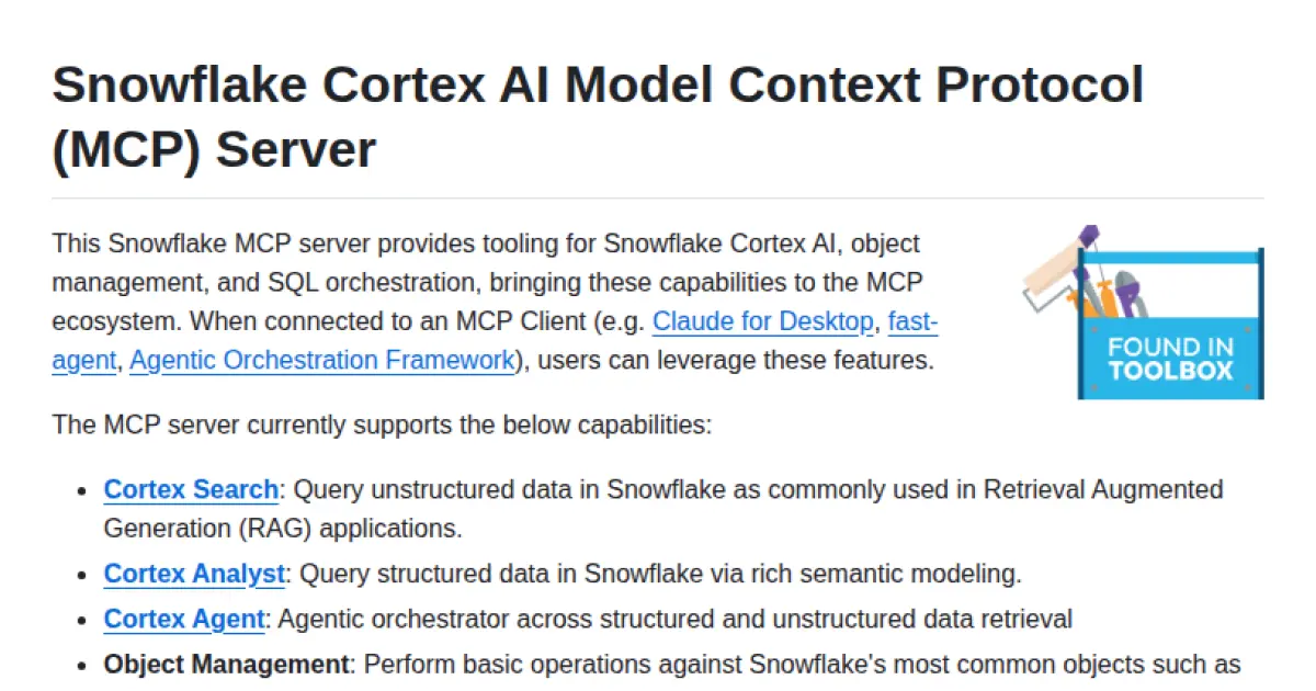 Snowflake Cortex AI Model Context Protocol (MCP) Server