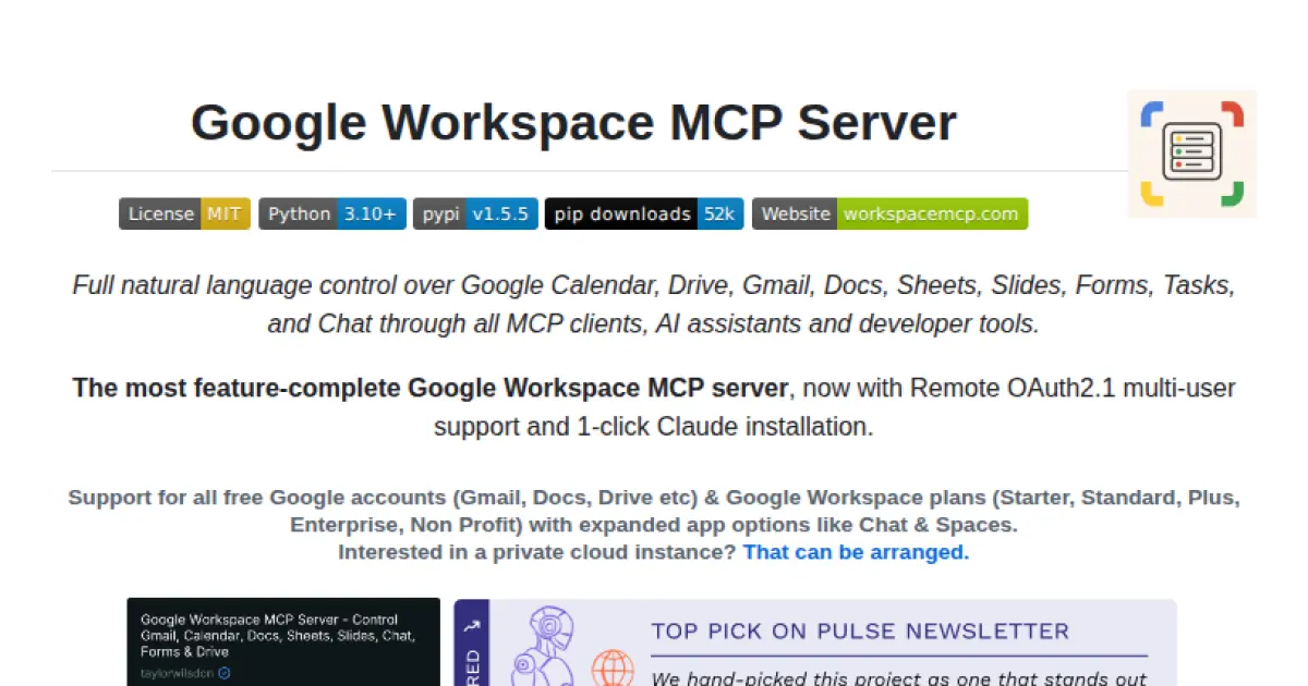 Google Workspace MCP Server