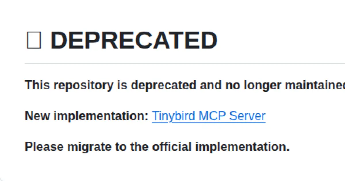 MCP Tinybird (Deprecated)