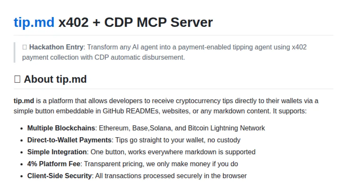 tip.md x402 + CDP MCP Server