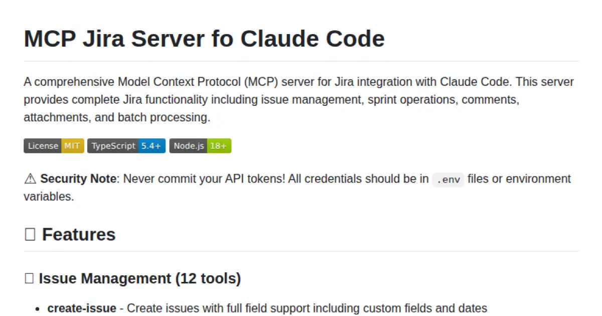 MCP Jira Server for Claude Code